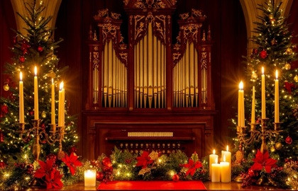 Предновогодний орган при свечах Предновогодний орган при свечах